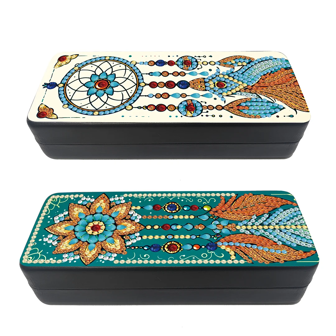 2Pcs 5D DIY Dream Catcher Diamond Painting Glasses Case Kit Diamond Art Case