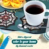 8pcs/set DIY Diamond Art Halloween Art Diamonds Coaster with Holder Kits (Cobweb)