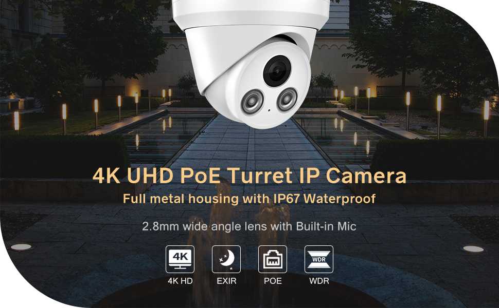 (Compatible for Hikvision) UltraHD 4K 8MP Outdoor PoE IP Camera