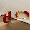 Stylish White Red Black Hoop Golden Earrings