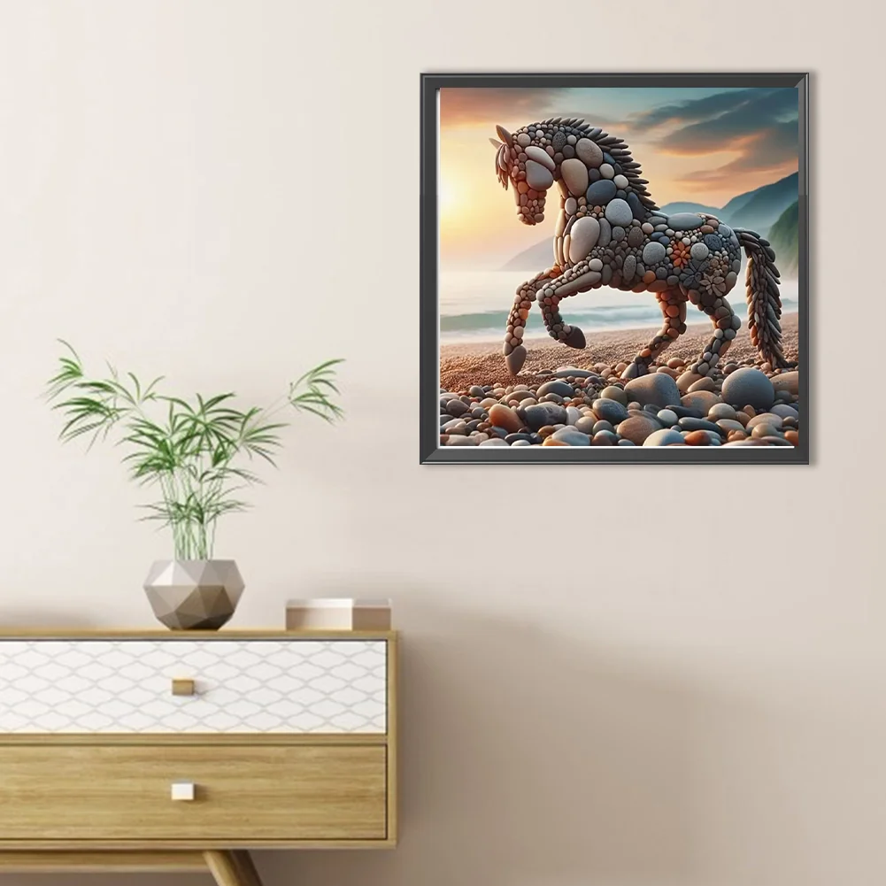 Diamond Painting - Full Round Drill - Stone Art Horse(Canvas|30*30cm)