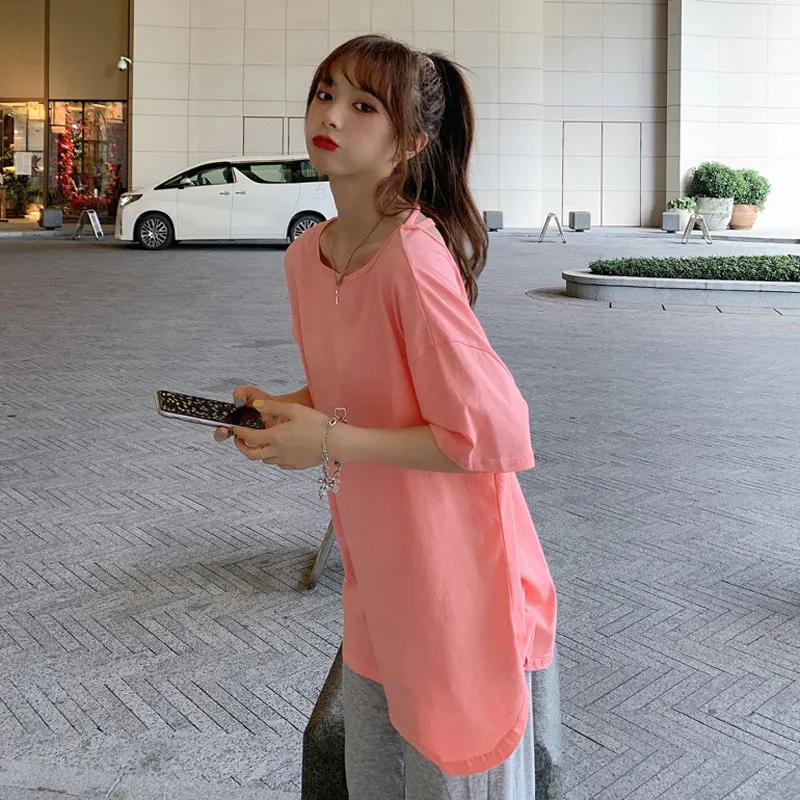 Backless Pure Color Loose T-Shirt
