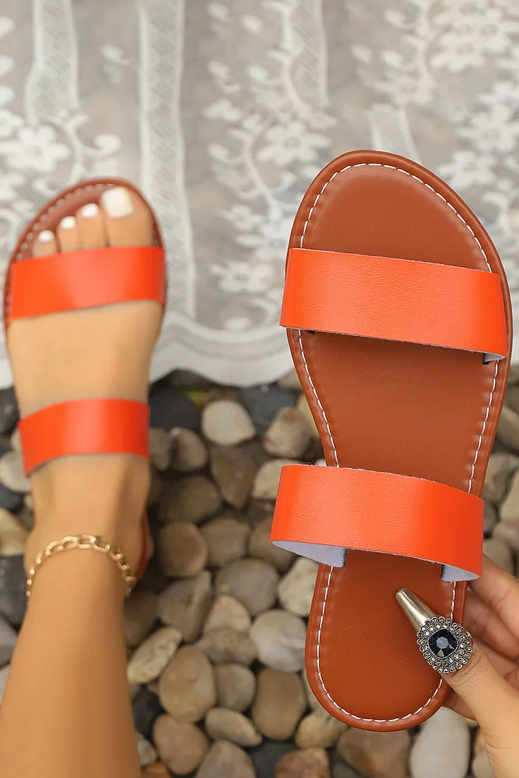 Casual Solid Double Belts Quilted Round Toe Slippers