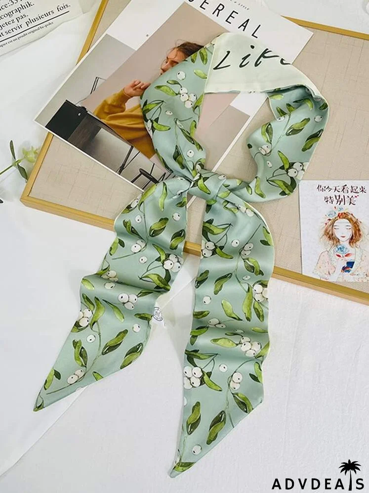Leaf Print Twilly Scarf