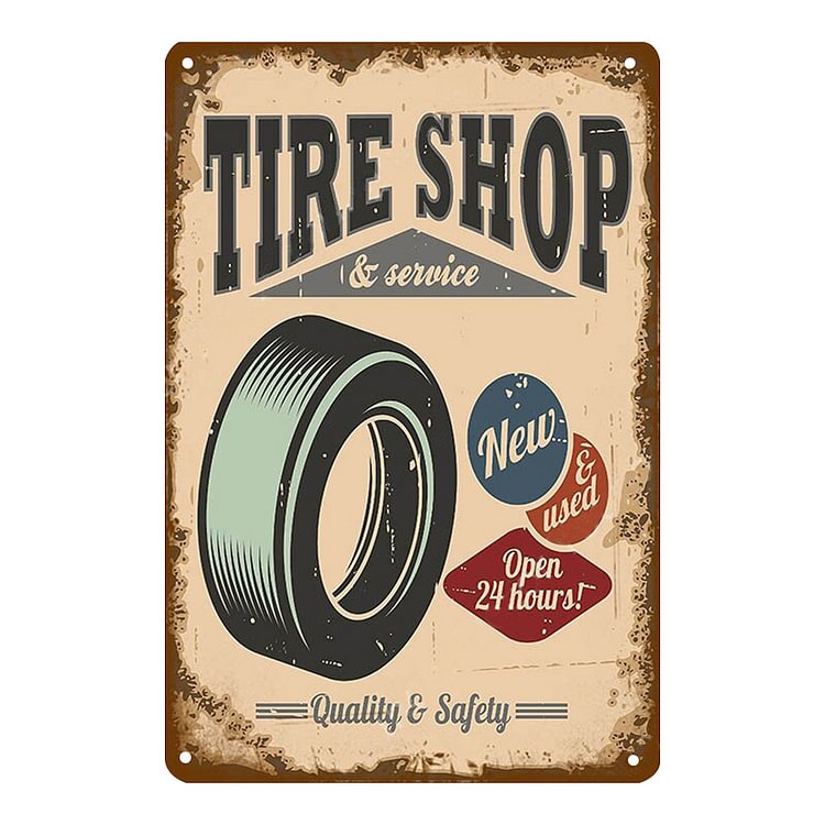 Tire Shop - Vintage Tin Signs/Wooden Signs - 7.9x11.8in & 11.8x15.7in