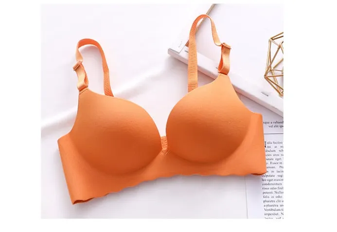Sexy One-Piece Bra Women Wireless Breathable Underwear Gather Push Up Simple Lingerie Seamless Bralette Candy Color нижнее белье