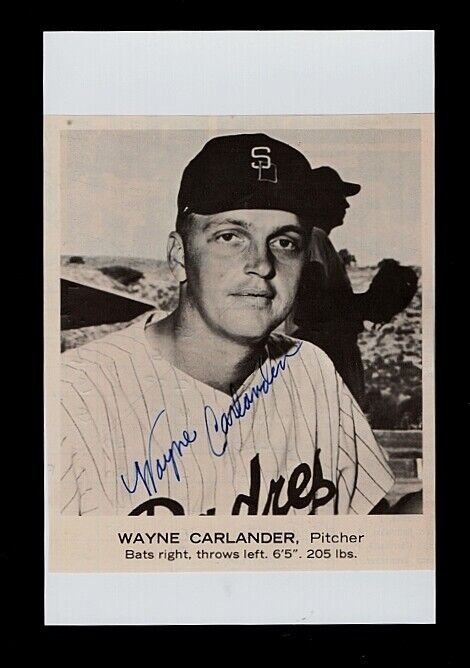 1964 WAYNE CARLANDER-SAN DIEGO PADRES-PCL- AUTOGRAPHED 4X6 BOOK Photo Poster painting