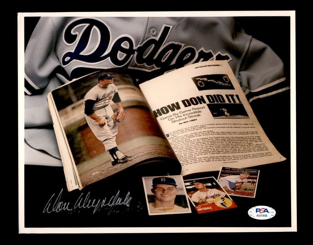 Don Drysdale PSA DNA Coa Hand Signed 8x10 Photo Poster painting Autograph