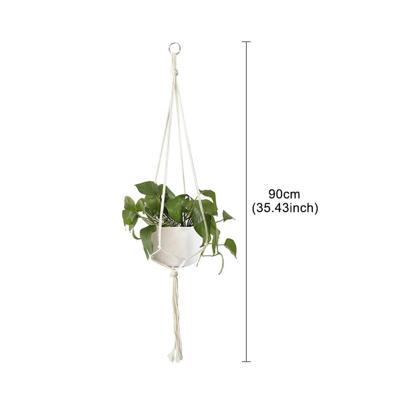 Handmade Flower Hanging Pot Rope Net Macrame Plant Hanger Flower Pot for Home Wall Decoration Courtyard Garden Planter Basket