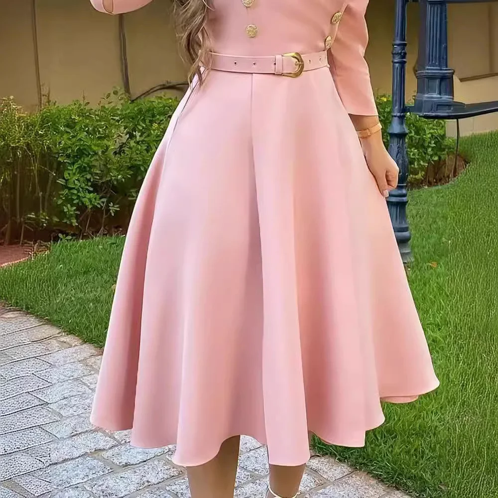 Wongn Wongn 2023 New Women's Jacket Lapel Pleated Belt Temperament Commuter Dress