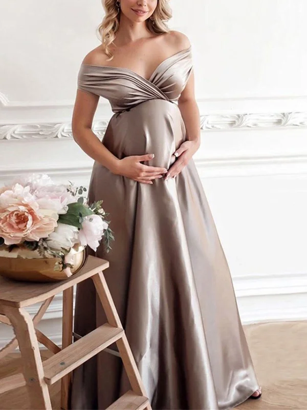 Maternity Solid Color Photo Maxi Dress