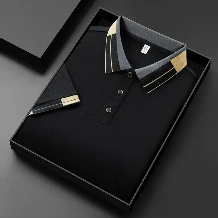 Men's Knitted Polo Shirt &ndash; Heritage Geometric Collar Detail &ndash; view 2