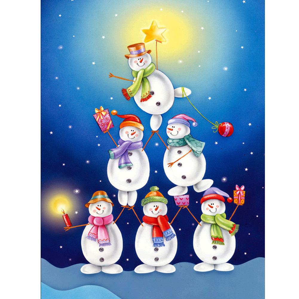 

40*80CM - Snowmans - Round Drill Diamond Painting, 501 Original