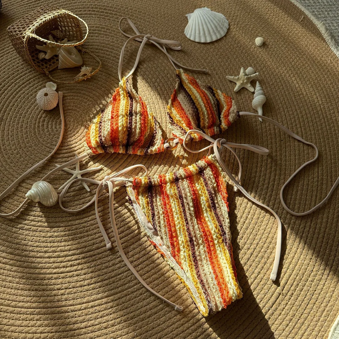 Zingj 2025 New Coloring Of The Flower Sexy Drawstring Strap Swimsuit Bikini