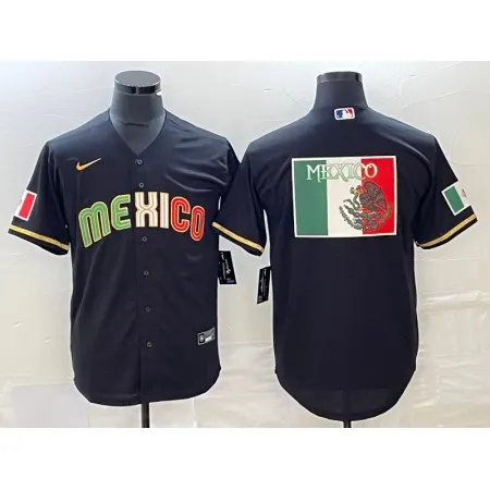 Men's Mexico Baseball Black 2023 World Baseball Classic Team Big Logo Stitched Jersey 0NCC