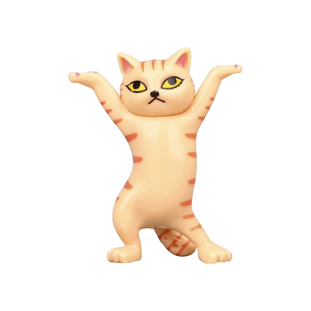 Cartoon Cat Pen Holder Resin Dancing Kitten Sculpture Office Home Decor