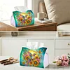 (24cm)Diamond Art Tissue Box Cover DIY PU Desktop Organizer(Sunflowers and birds)