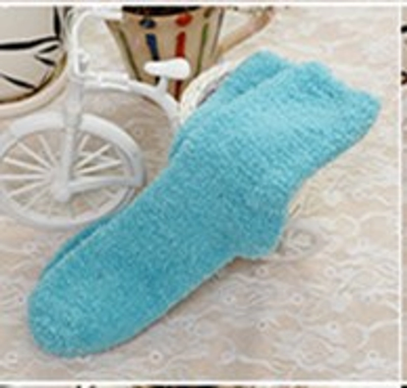 Women Slippers Socks Fluffy Plush Home Sleeping Socks Coral Fleece Socks Candy Color Mid-tube Socks