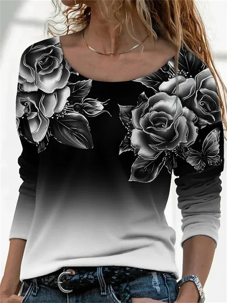 Flowers Art Gradient Comfy T Shirt