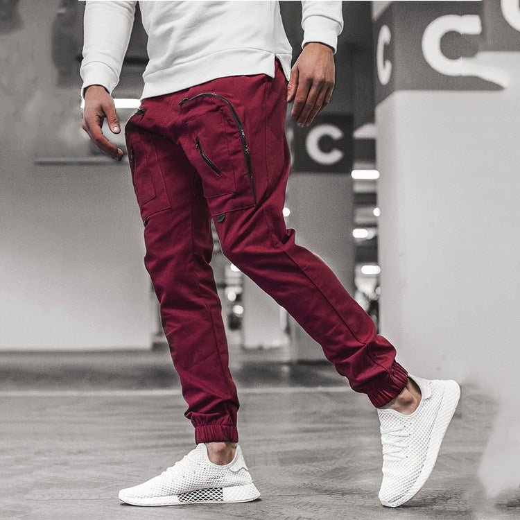 Men's trendy casual pants cargo pocket trousers