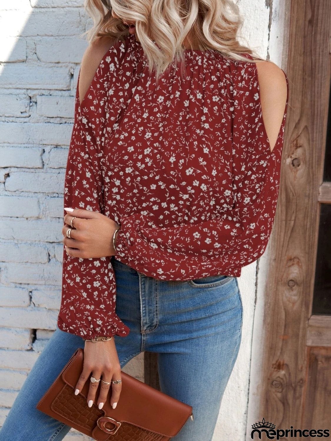 Floral Cold-Shoulder Blouse