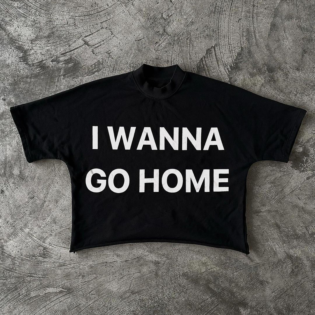 Sopula I Wanna Go Home Art Graphic Cropped T-Shirt - SOPULA