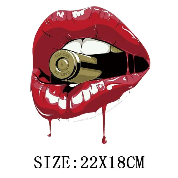 Beautiful Lip Thermal Stickers On T-shirt DIY Washable Patches On Clothes Sex Design  Iron On Transfers On Hoodies Bag Appliqued