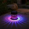 Solar Elegant Flower Wall Lights Waterproof Decorative Pathway Light 7-Color Changing Metal Projector Lamps for Backyards/Patio/Porch