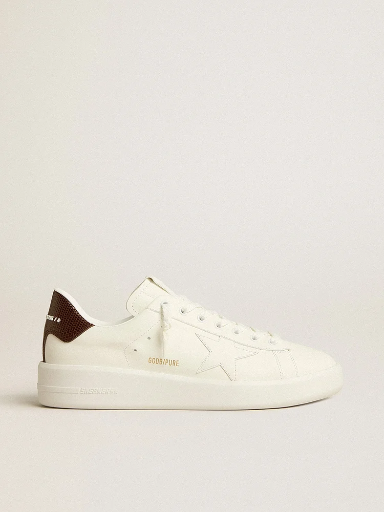 Purestar con estrella blanca y refuerzo del talón con estampado de lagarto burdeos