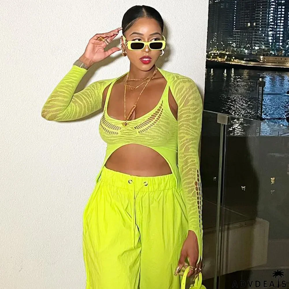 Sexy Bandeau Top long-sleeved two-piece set for women