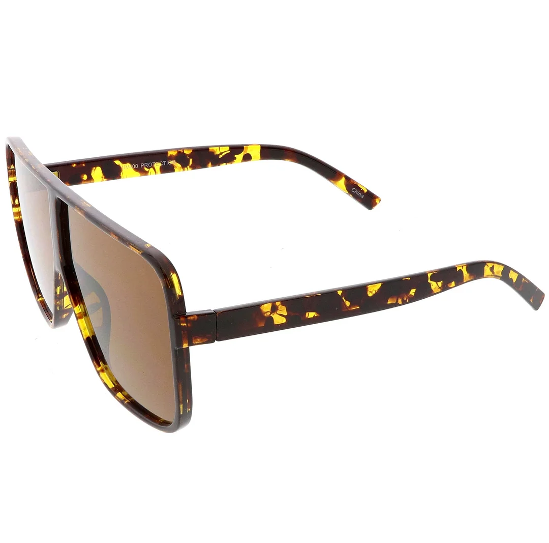 Oversize  Flat Top Square glasses With Neutral Color Flat Lens 69mm