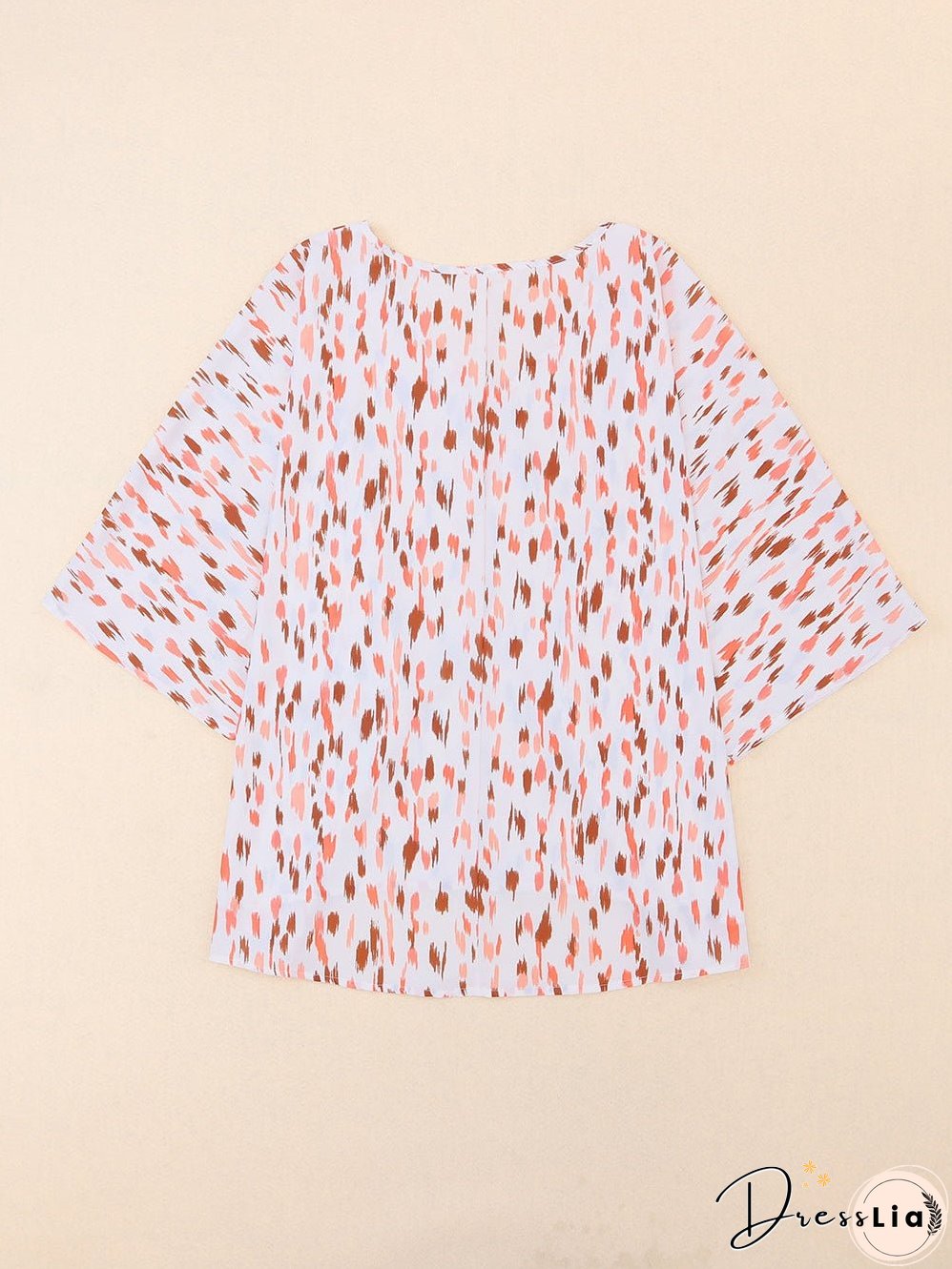 Pink Leopard Print Oversized Dolman Sleeve Plus Size Blouse