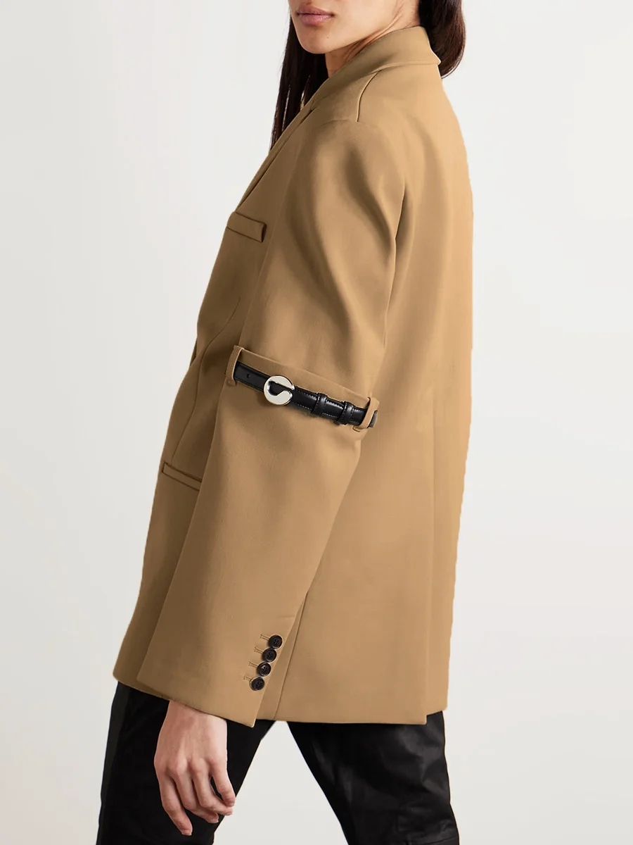 Woherb Woherb Small Suit 2024 Autumn New Suit Collar Long Sleeve Folding Sleeve Belt Buckle Design Sense Coat Female-Outfit Ideas
