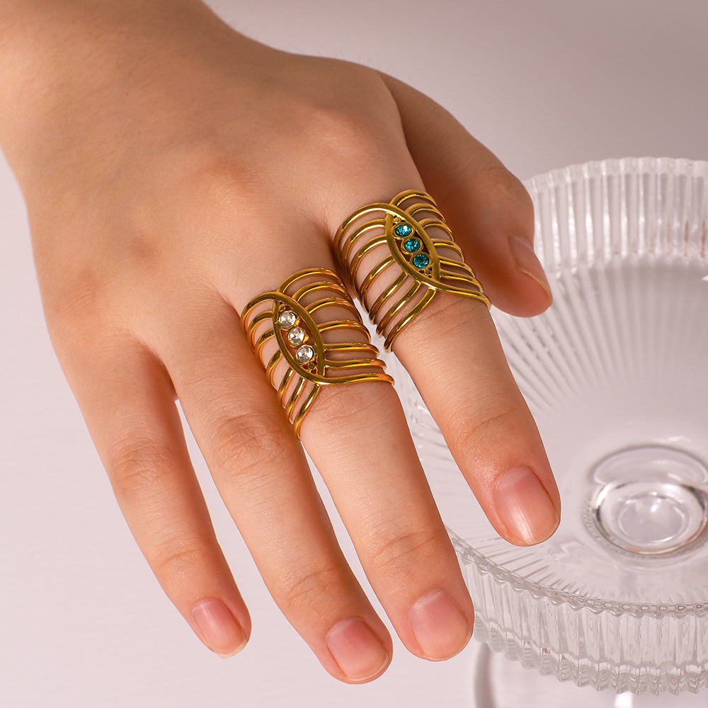 Unisex IG Style Ellipse Round Geometric Stainless Steel Electroplating Rings