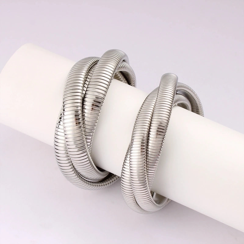 Vacation Minimalist Round 304 Stainless Steel 18K Gold Plated Bangle In Bulk