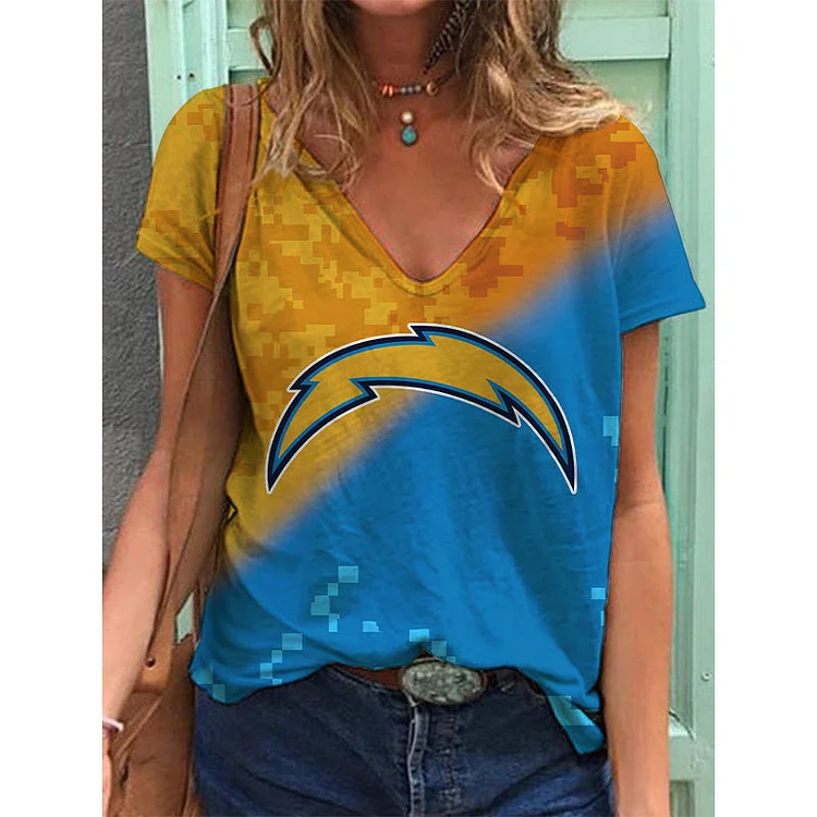 Los Angeles Chargers Lightweight Short Sleeve V-Neck T-Shirt