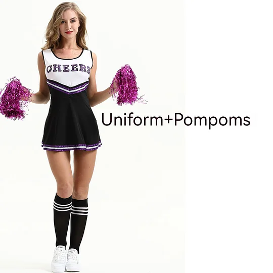 [Wetrose] In Stock Cheers Costume Cheerleading Uniform Cheerleader Pompoms School Sports Day Meeting Race Match Cheering Adult
