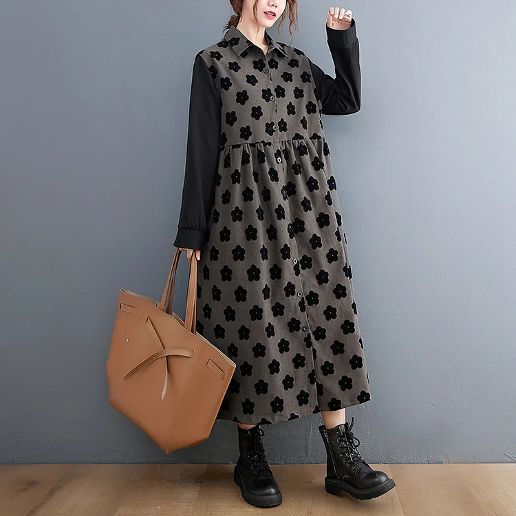 Vintage Polka Dot Print Midi Dress