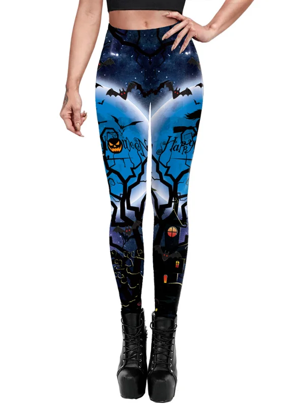 Halloween Festival 3D Printed Bats Leggings