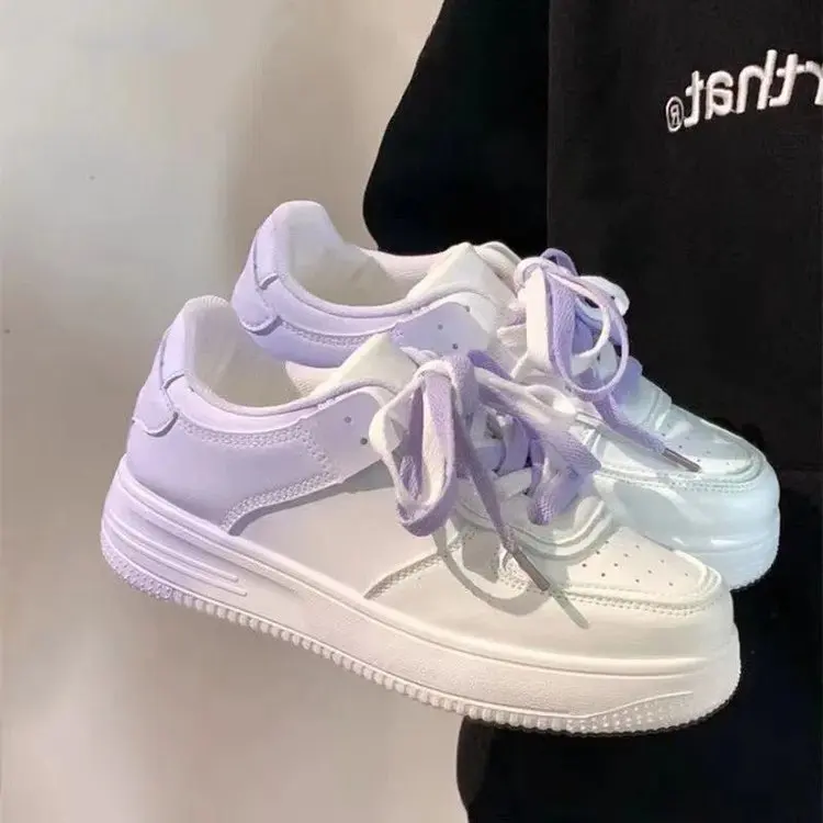 Pazazak shoes for women shoes Fashion Women's Running Shoes 2025 Breathable Walking Sneakers Thick Sole Platform Shoes Women Gradient White Vulcanized Shoes