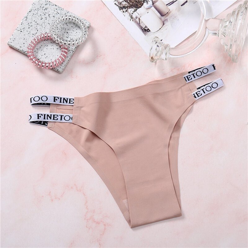 1/2PCS Seamless Lingerie Women's Underwear Low Rise Woman Panties Letter Bikini Sexy Female Ice Silk Brief Thongs For Ladies
