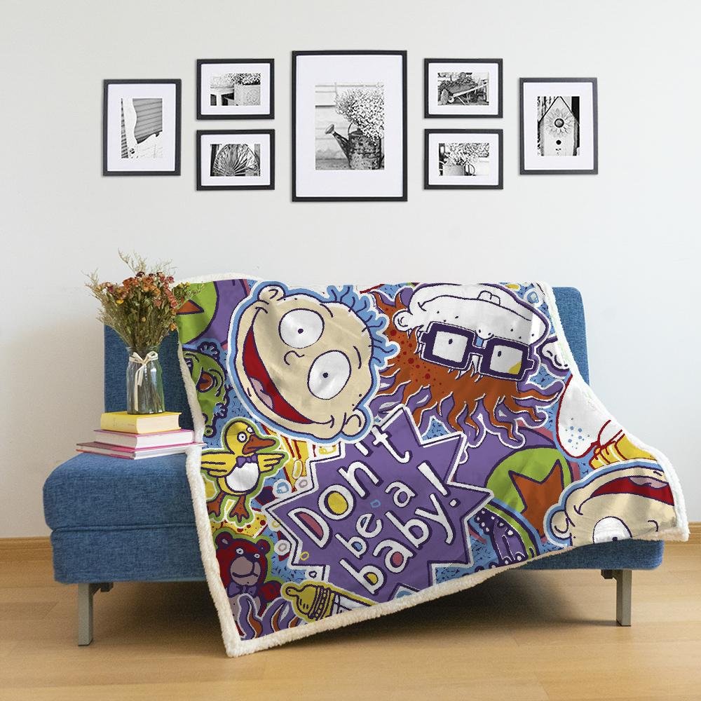 Rugrats Throw Blanket Fleece Soft Chair Lounge Blanket for Home Office Use