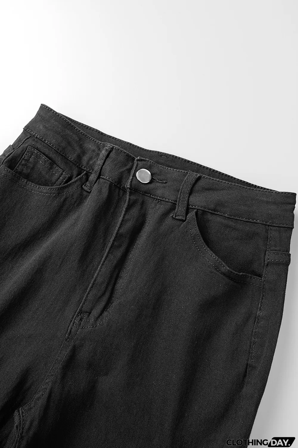 Black Casual Solid Ripped High Waist Skinny Denim Jeans