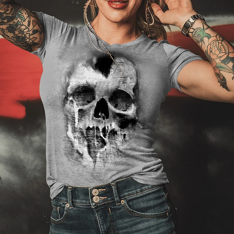 Spring/Summer New Skull Creative Print Women's Fashion T-Shirt
