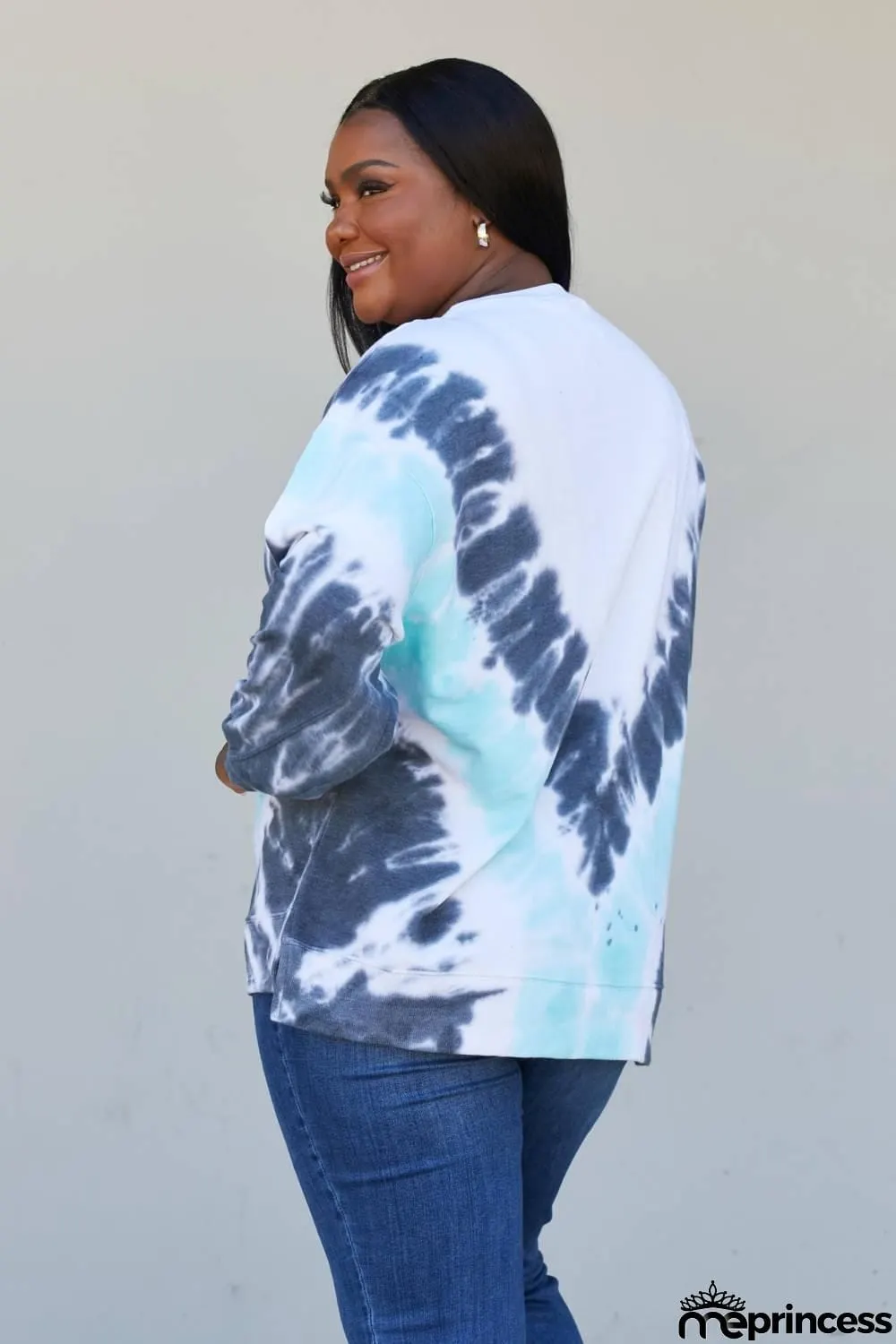 Sew In Love Full Size Tie-Dye Side Slit Sweatshirt