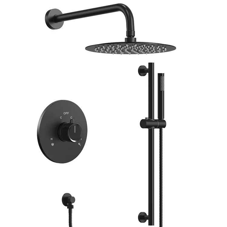 EVERSTEIN 10 Inch Wall-Mount Dual Functions Shower System in Matte Black