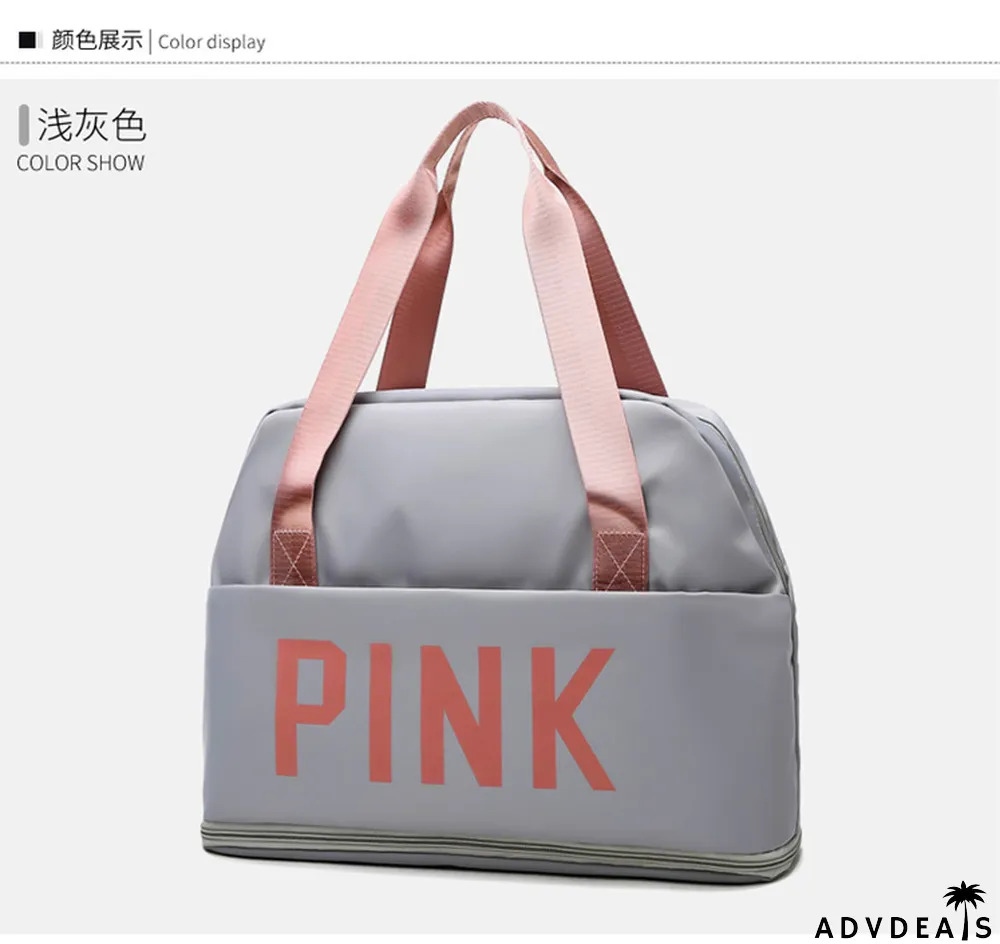 PINK Letter Print Dry and Wet Separation Extend Bag