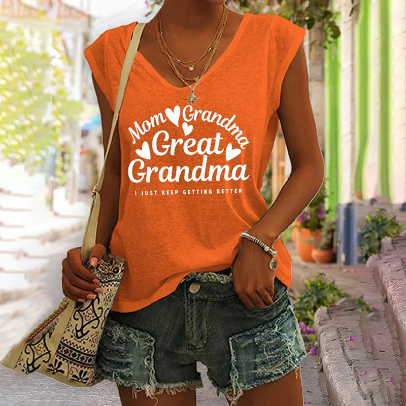 Comstylish Mom Grandma Great Grandma I Just Keep Getting Better Print Sleeveless Tank Top