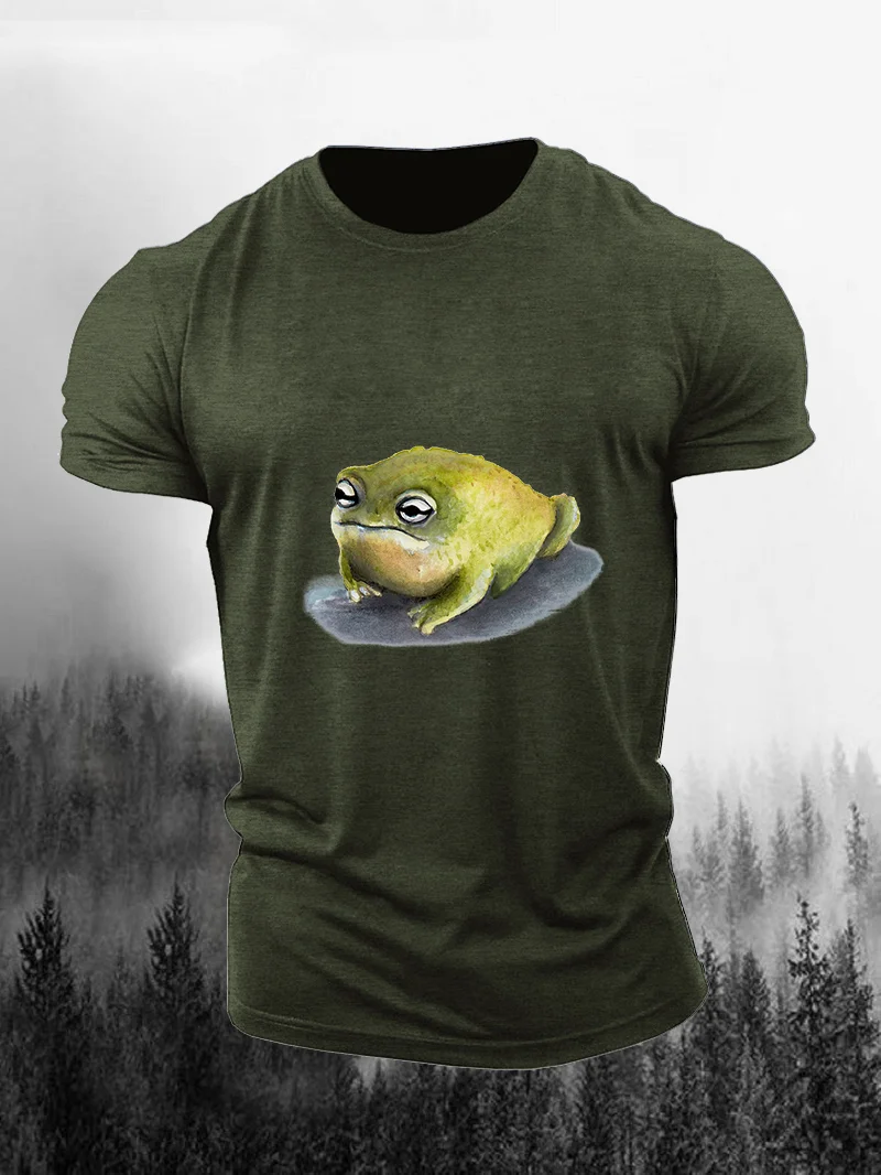 Cute Frog Print Short Sleeve Men's T-Shirt in  mildstyles