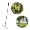 Thatch Rakes for Lawns 15.4 Inch Wide Lawn Rake for Leaves and Grass with Long Handle & 11 Curved Tines for Garden Yard Soil Loosening Grass Cleaning